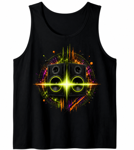 Futuristic Techno Tank Top Futuristic neon techno tank top with EDM speaker and sound system rave festival design for men and women