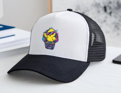 Funny, Witty Chicken Rave EDM Techno Music Rave Raver Chick Trucker Cap White_Black