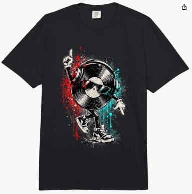 DJ-Vinyl T-Shirt 24,99 € Lustiges DJ-Vinyl-platte Fun Spaß Rave Elektronische Musik Design Comfort Colors Unisex Oversized Look T-Shirt auch als Geschenk