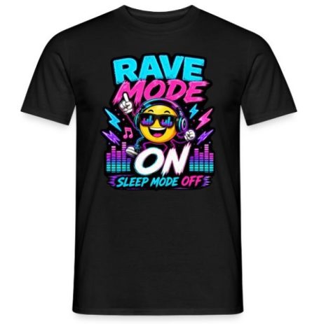 Rave Mode On Sleep Mode off Smiling Face Techno Rave T-Shirt Oberteil Outfit 