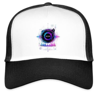 Techno Electronic Music Equalizer Soundwave Vinyl Record Rave EDM Trucker Cap