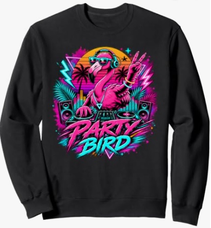 Flamingo DJ Sweatshirt Funny Flamingo DJ Party Bird Rave Elecrtonic EDM Music Festival Design Sweatshirt - Great for club nights, music festivals, summer parties