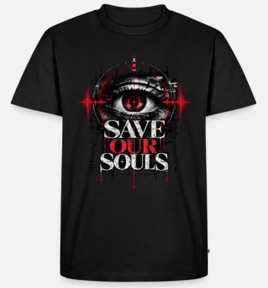 Save Our Souls Red Eye Female Fragment Face Techno Music EDM T-Shirt Design Festival Rave Outfit for Men and Women