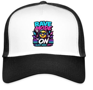 Rave Mode On Sleep Mode Off Techno Graphic Electronic Music Rave EDM Trucker Cap