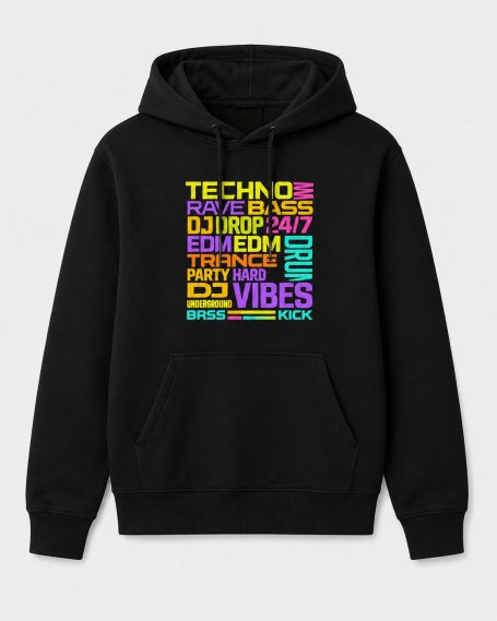 Techno Slang Wörter Design Hoodie für Damen und Herren