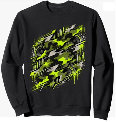 Camo Speaker Sweatshirt Camo Speaker Abstract Techno Music Design Outfit Sweatshirt - Great for festival visitors, party scenes, dance music lovers