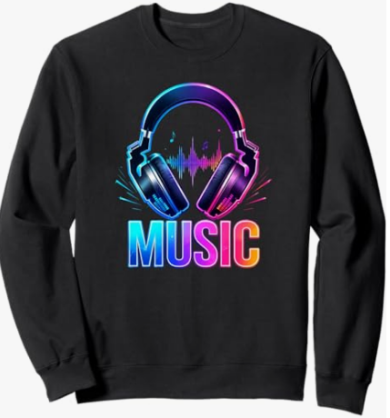 Colorful Headphone Sweatshirt Colorful Headphone Techno Party Music Producer EDM Music Production Soundwave Gift Design Pullover Sweatshirt for Men Women
