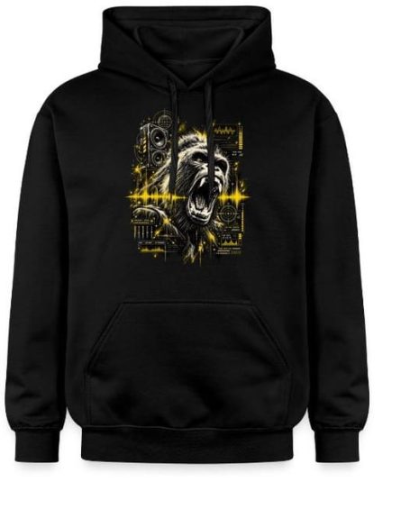 Gorilla Techno Hoodie Brüllender Gorilla Techno Elektronische Musik Lautsprecher Rave EDM Grafik-Hoodie Pullover Kleidung Bekleidung