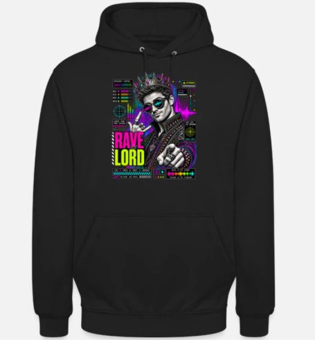 Lustiger bunter Rave Lord Musik Techno Festival EDM Hoodie Kapuzen-Pullover Pulli mit Equalizer  Soundwave Grafik Damen Herren