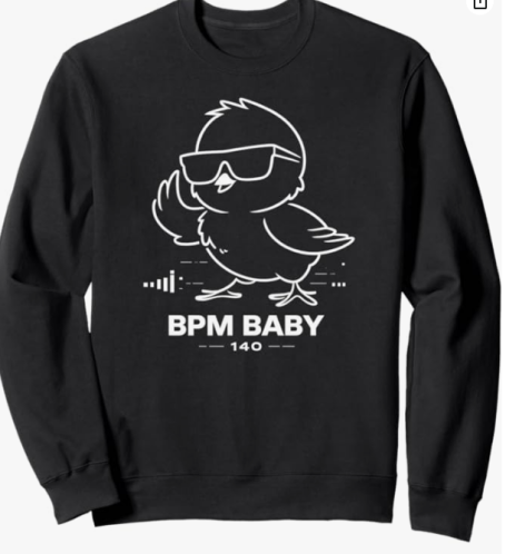 Chicken Sweatshirt Funny 140 BPM Baby Chicken Design with Sunglasses - EDM Techno Music Rave Apparel Gift Pullover Sweatshirt for Men and Women and Club Nights