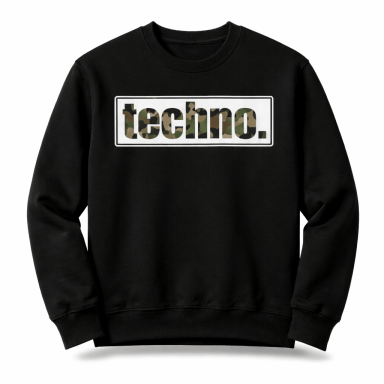 Techno Estilo Militar Camuflaje Texto Diseño Techno Estilo Militar Camuflaje Texto Música Electrónica Festival Rave Sudadera