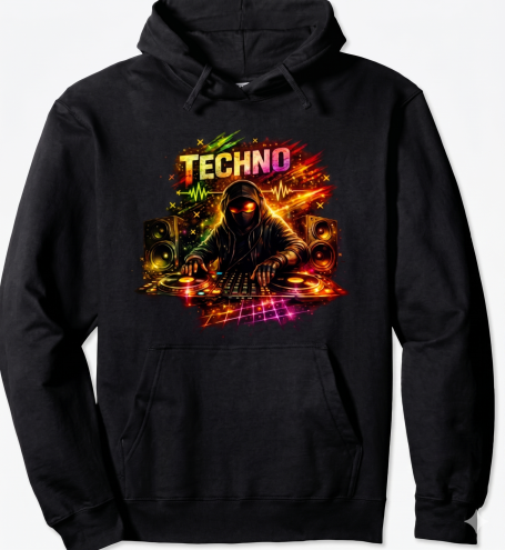 Dark Techno Hoodie Dark Techno Colorful Underground DJ Turntable Rave Festival Graphic Hoodie for Men and Women for Techno Party