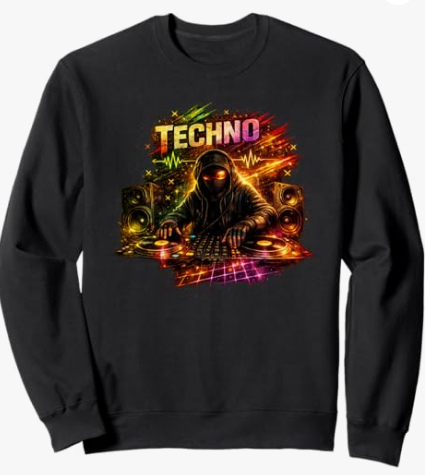 Underground DJ Sweater Dark Techno Colorful Underground DJ Turntable Rave Festival Graphic Sweatshirt Gift for Men and Women for Techno Party