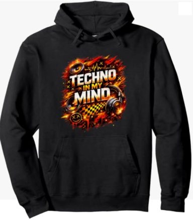 「Techno In My Mind」フーディー エレクトロニック・ミュージック テクノ 「In My Mind」 レイヴ・フェスティバル用 ユニセックス・フーディー(男女兼用) _日本