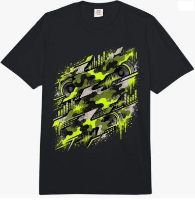 Buntes Camo T-Shirt 24,99 € Buntes Camo Camouflage Military Style EDM Musik Mallorca Party Strand Oversized Look T-Shirt Outfit Unisex