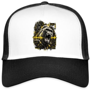 Gorilla Hat Roaring Gorilla Techno Electronic Music Speaker Rave EDM Graphic Trucker Gift Cap Hat with Adjustable Mesh Back