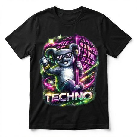 Funny Techno Rave Koala Animal – EDM Festival Design for Music Lovers T-Shirt