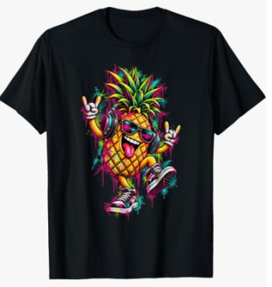 Funny Raving Pineapple Fruit Techno Electronic Music EDM Design Festival Outfit T-Shirt for Men and Women