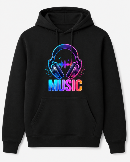 Buntes Kopfhörer Elektronische Techno Musik Hoodie Pulli Design Outfit für Raver und Damen und Herren 