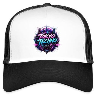 Tokyo Japan Techno Skyline Graphic Electronic Music Rave EDM Trucker Cap