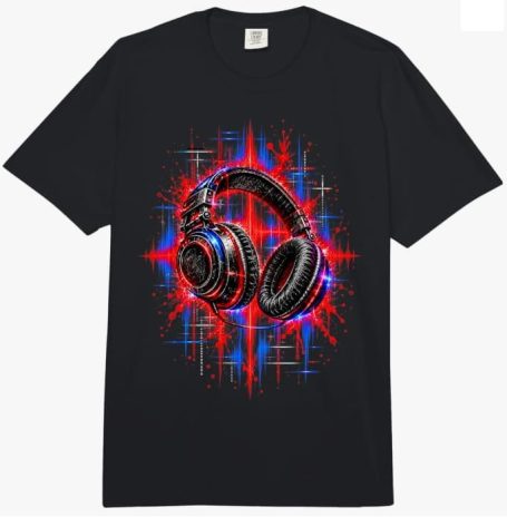 Headphones Electronic Music Techno Rave DJ Design T-Shirt - Suitable for DJs, electronic music listeners, festival visitors, club fans

