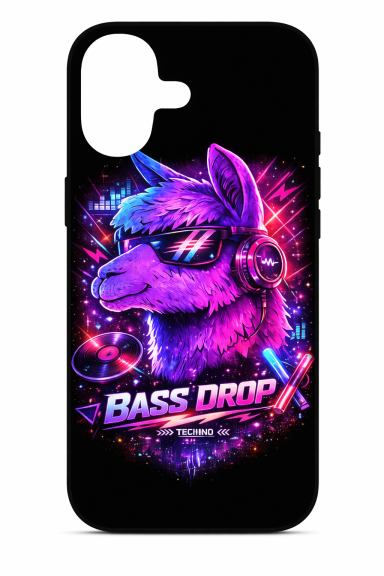 Funny Cool Techno Llama Alpaca Electronic Music Festival Design Graphic for for iPhone Cases