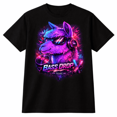 Funny Cool Electric Neon Techno EDM Music Llama Alpaca Shirt Outfit Gift Design for Festivals