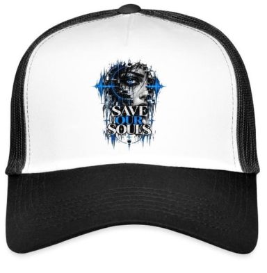 Save Our Souls Blue Female Face Fragment Techno Electronic Music EDM Trucker Cap Gift