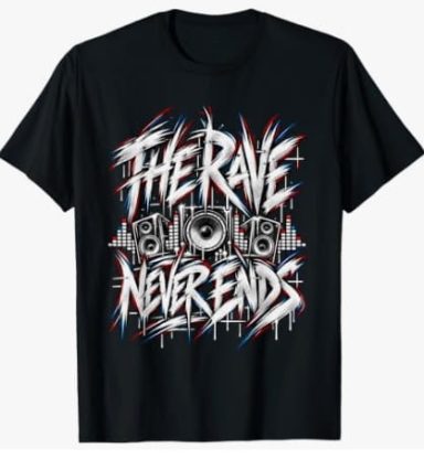White The Rave Never Ends Techno Music EDM Design Multicolor Festival Outfit Apparel  