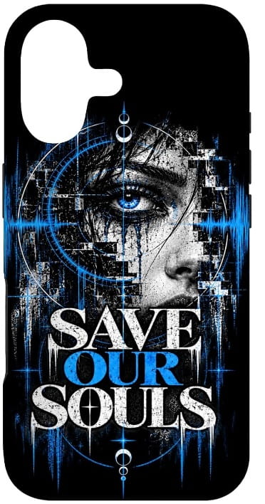 Save Our Souls Handy-Hülle „Save Our Souls“ – Fragment mit weiblichem Gesicht – Elektronische Hard-Techno-Musik – Design-Geschenk – Smartphone Handy-Hülle für iPhone