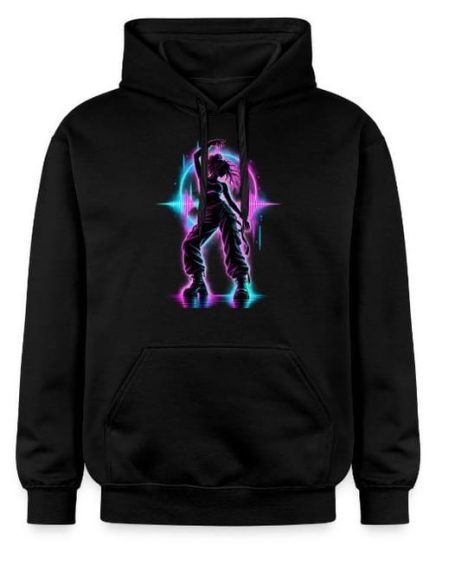 Raver Girl Hoodie Neon Raver Girl Cyberpunk Style Electronic Techno Music Rave EDM Hoodie Pullover Gift for Festival Party