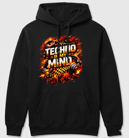Techno In My Mind Hoodie Techno In My Mind Electronic Techno Music Hoodie Pullover for Rave Culture Fans and Men and Women
