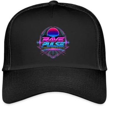 Rave Pulse Hat Rave Pulse Techno Grid Tunnel Graphic Electronic Music Rave EDM Trucker Cap Hat with Adjustable Mesh Back