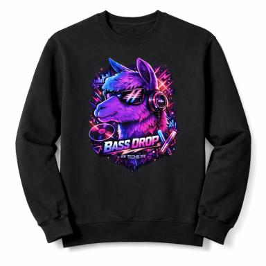 Alpaga Lama Techno Musique Électronique Festival EDM Sweat-Shirt