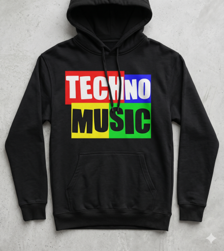 Minimal Techno Letter Colorful Pure Minimal Techno Letter Raver EDM Electronic Music Outfit Gift Design Pullover Hoodie for Men and Women