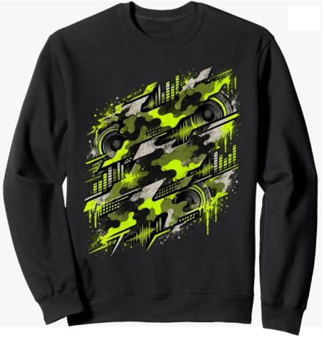 Gelbes Camo Camouflage Muster mit Lautsprecher Techno-Musik Grafik - Elektronische Musik Design Outfit Sweatshirt