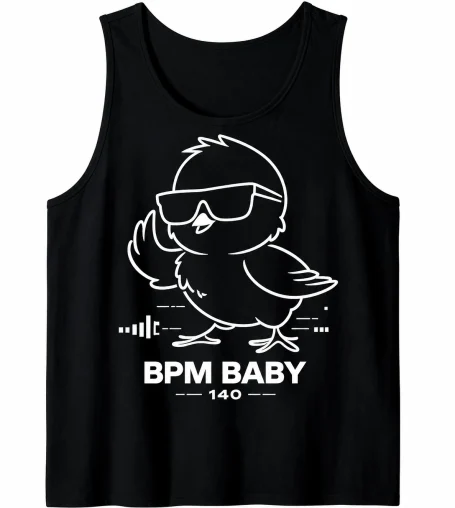 Techno Chicken Tank Top Funny 140 BPM Baby Chicken techno summer and beach holiday vacation tank top with sunglasses and rave music design
