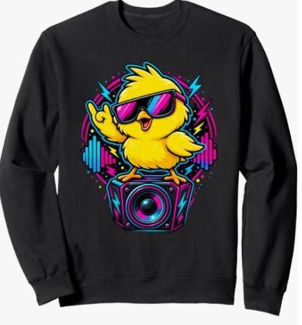 Funny Rave Chicken Sweatshirt Funny Rave Chicken with Bass Box Graphic Electronic Music Festival Outfit Sweatshirt Apparel for Men and Women