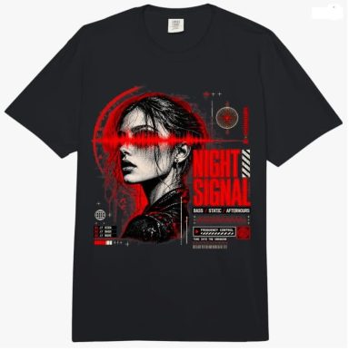 Rave Signal Women Face Techno Musik EDM Design Multicolor Oversized Look Outfit T-Shirt Oberteil Schwarz Unisex