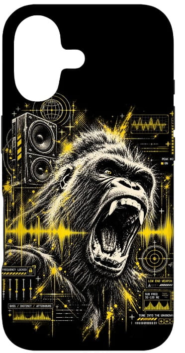 Gorilla Handy Hülle „Brüllender Gorilla“ – Lautsprecher, elektronische Techno-Musik, EDM-Design Geschenk Handy Hülle Phone Case für Smartphone- und iPhone