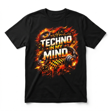 Techno Maglietta Techno in My Mind – Rave DJ Festival Musica Elettronica Maglietta Abbigliamento