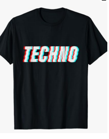 Maglietta con Scritta Techno aglietta con una scritta stilizzata 'Techno'