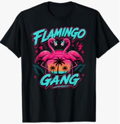 Flamingo Gang T-Shirt Lustiges Witziges Fun Flamingo Gang Party Sommer-Urlaub Malle Mallorca T-Shirt Oberteil für Damen und Herren