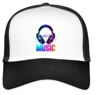 Colorful Headphone Hat Techno Electronic Music Colorful Headphone Soundwave Rave EDM Trucker Hat with Adjustable Mesh Back