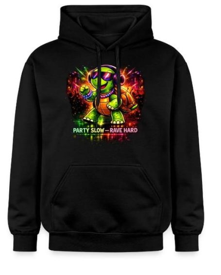 Turtle Party Hoodie Funny Turtle Party Slow Rave Hard Electronic Techno Music Turntable EDM Festival Party Hoodie