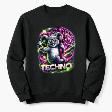 Diseño Divertido de un Koala Techno Sudadera Diseño Divertido de un Koala Techno Outfit Festival Rave Música Electrónica Sudadera