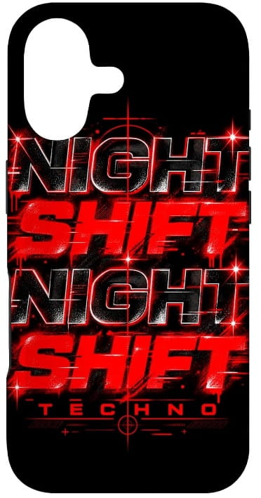 Night Shift Handy-Hülle „Night Shift“ – Rotes und schwarzes Techno Rave EDM-Design (Elektronische Musik) als Geschenk: Smartphone Handy-Hülle für iPhone Pro und Max