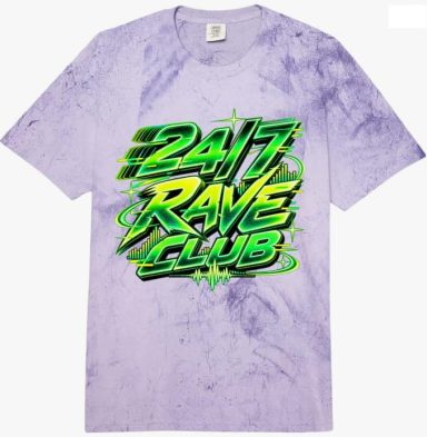 24 7 Rave Club T-Shirt 24,99 € 24 7 Rave Club EDM Techno Musik Mallorca Party Strand Oversized Look T-Shirt Outfit Unisex für Damen und Herren auch als Geschenk