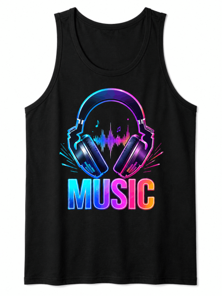 Colorful Techno Headphone Tank Top Colorful techno tank top with headphones, soundwave and electronic music producer design for men and women
