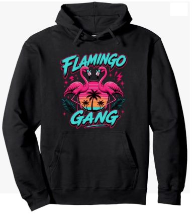 Flamingo Gang Hoodie Funny Flamingo Gang Electronic Techno Music Holiday Beach Summer Party Group Gag Hoodie Pullover Clothing Apparel Unisex